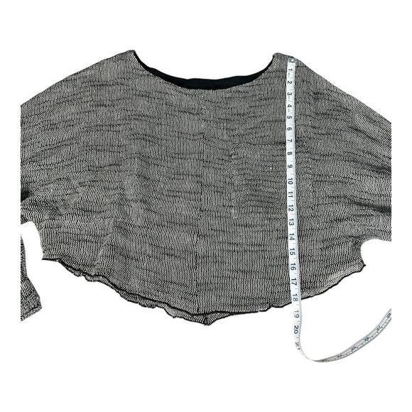 Free People Black & White Boat Neck Tight Knit Long Sleeve Cropped Sweater Small - Picture 8 of 12